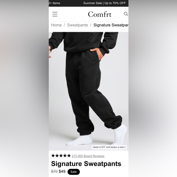 Comfrt Signature Sweatpants - Onyx Black SOLD OUT Online - Picture 1 of 6